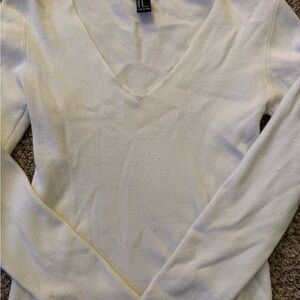 Forever 21 Cream V-Neck Sweater